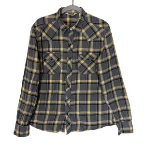 Salt Valley Shirt Mens Large Gray Plaid Flannel Long Sleeve Western Snap Front